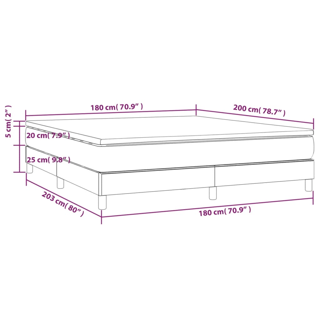 Slatted bed base with mattress Black 180x200 cm Fabric