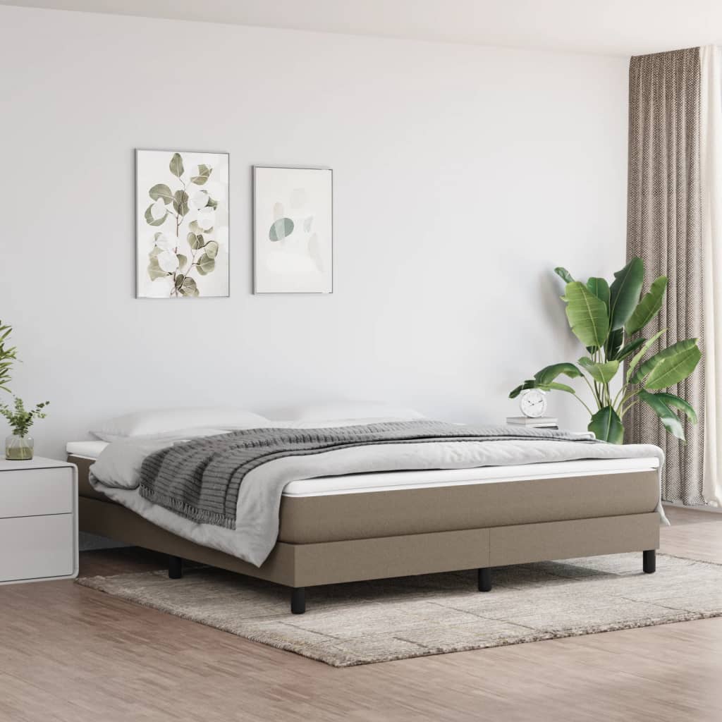 Slatted bed base with mattress Taupe 180x200 cm Fabric