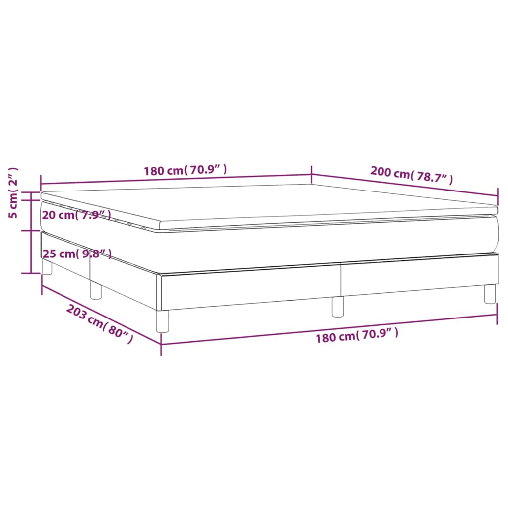 Bed slatted base with mattress Cream 180x200 cm Fabric