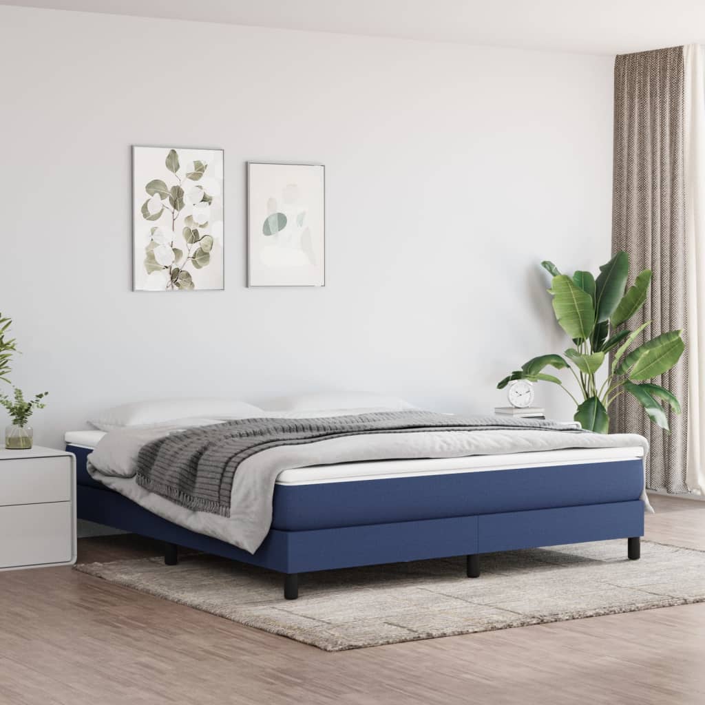 Slatted bed base with mattress Blue 180x200 cm Fabric