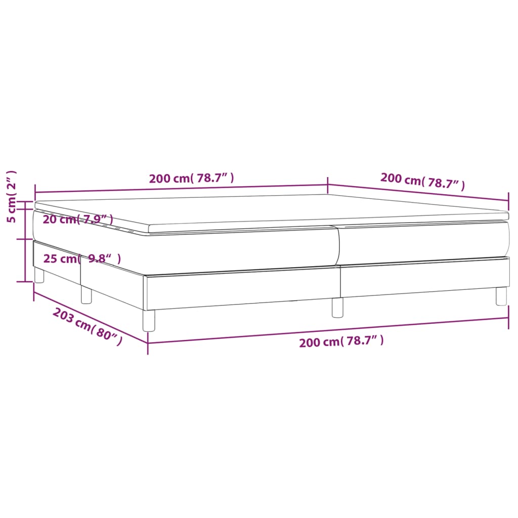 Slatted bed base with mattress Dark grey 200x200cm Fabric