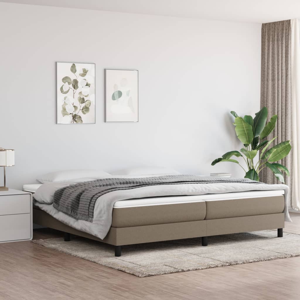 Slatted bed base with mattress Taupe 200x200 cm Fabric