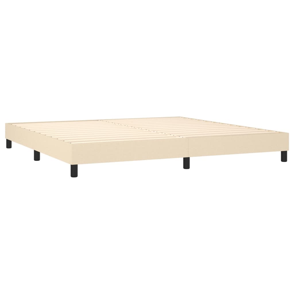 Sommier à lattes de lit avec matelas Crème 200x200 cm Tissu