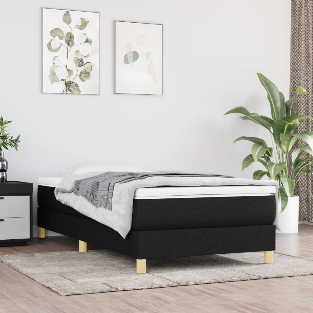 Slatted bed base with mattress Black 90x190 cm Fabric