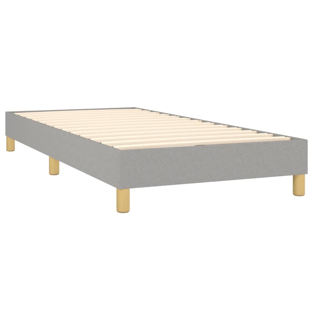 Slatted bed base with mattress Light grey 90x200 cm Fabric