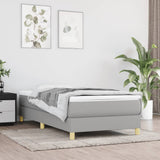 Slatted bed base with mattress Light grey 90x200 cm Fabric