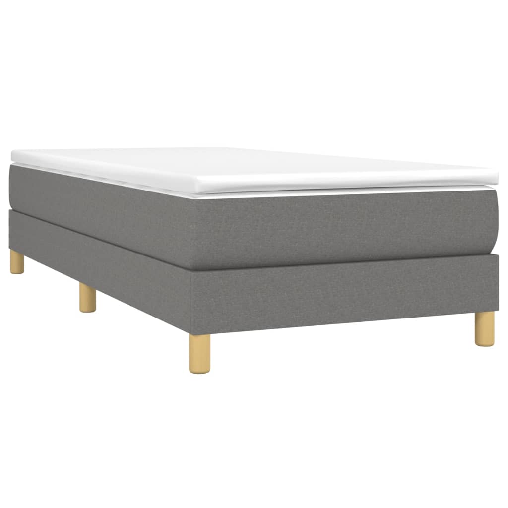 Sommier à lattes de lit avec matelas Gris foncé 90x200 cm Tissu