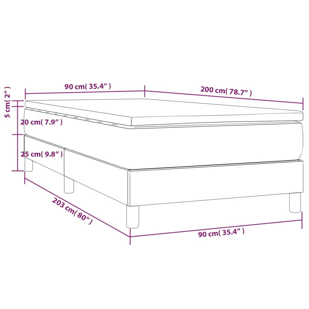 Bed slatted base with mattress Cream 90x200 cm Fabric