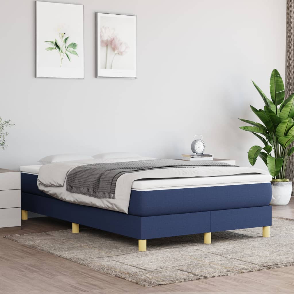 Slatted bed base with mattress Blue 120x200 cm Fabric