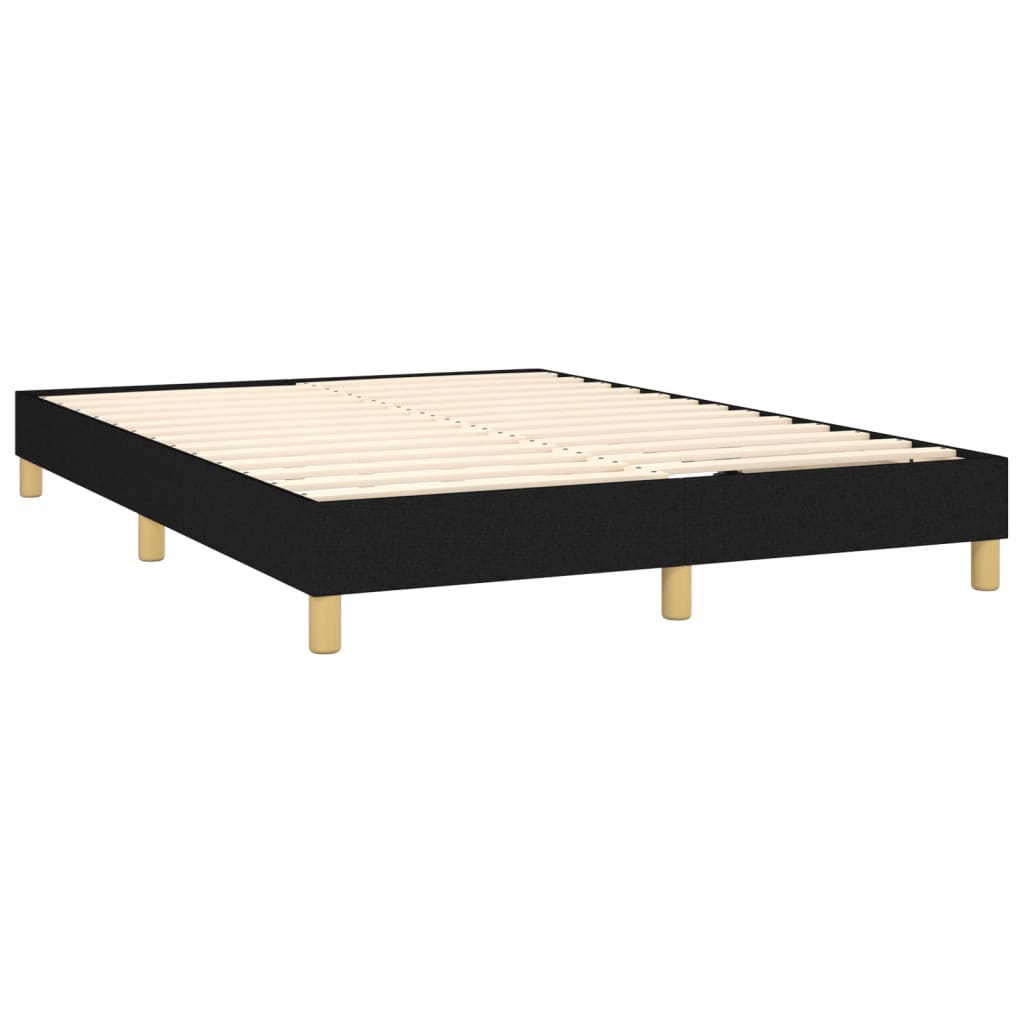 Slatted bed base with mattress Black 140x190 cm Fabric