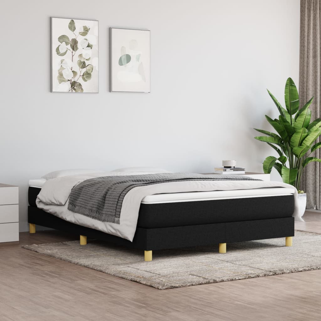 Slatted bed base with mattress Black 140x190 cm Fabric