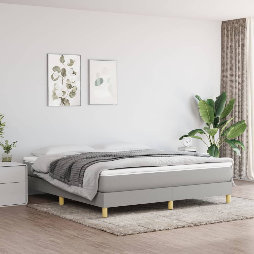 Sommier à lattes de lit avec matelas Gris clair 160x200cm Tissu