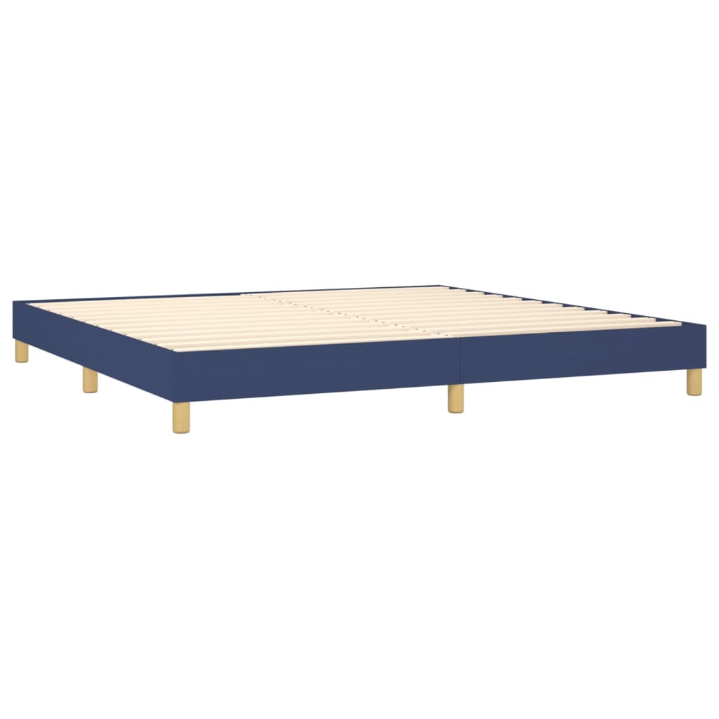 Slatted bed base with mattress Blue 200x200 cm Fabric