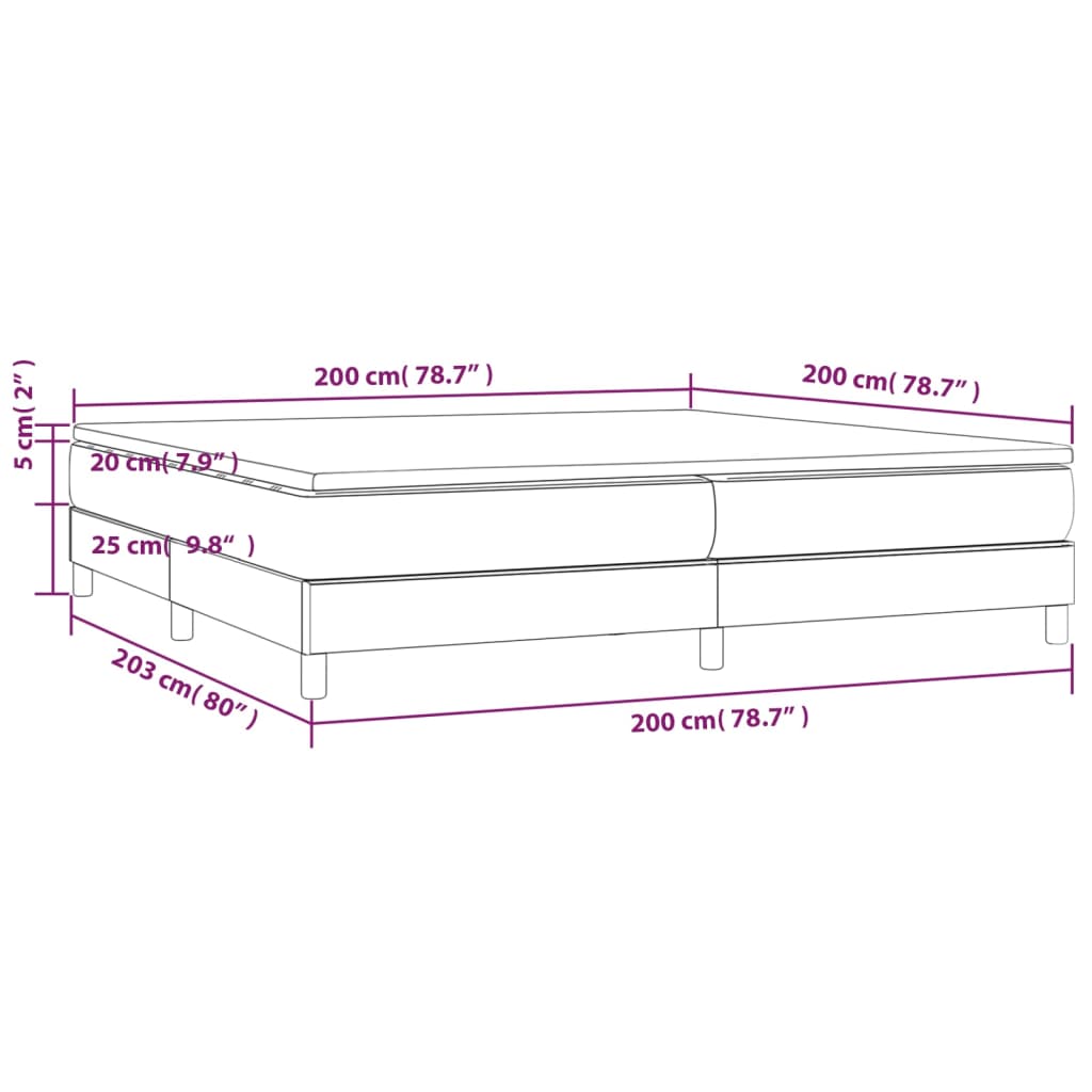 Slatted bed base with mattress Green 200x200 cm Fabric