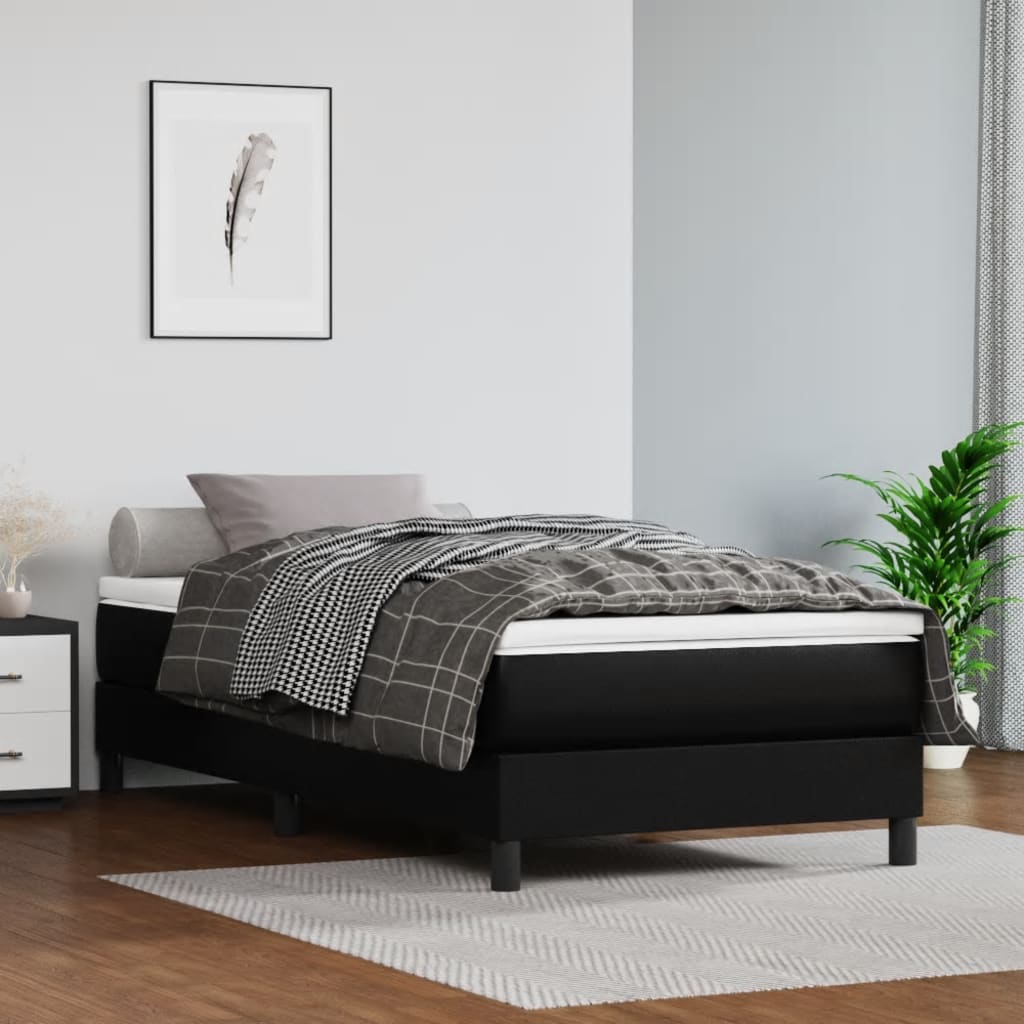 Bed slatted base with mattress Black 80x200cm Faux leather