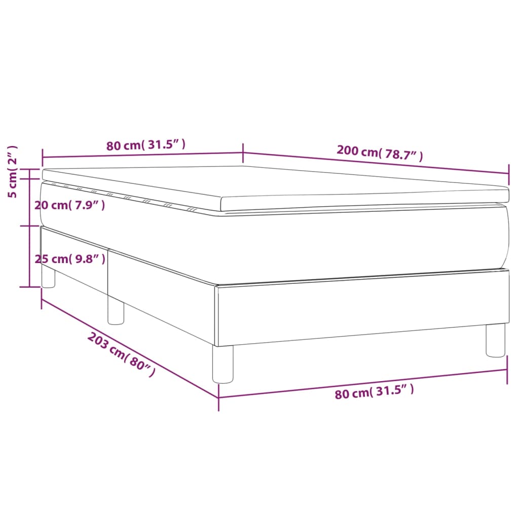 Slatted bed base with Cappuccino mattress 80x200 cm