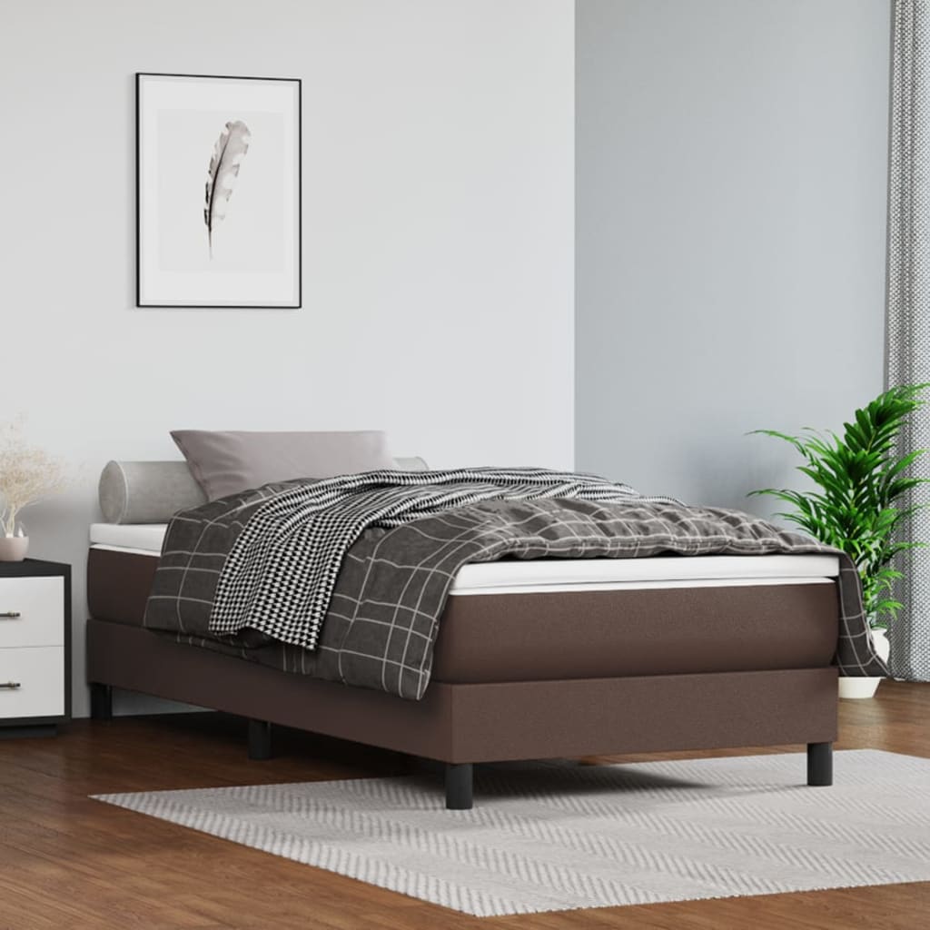 Sommier à lattes de lit avec matelas Marron 90x200cm Similicuir