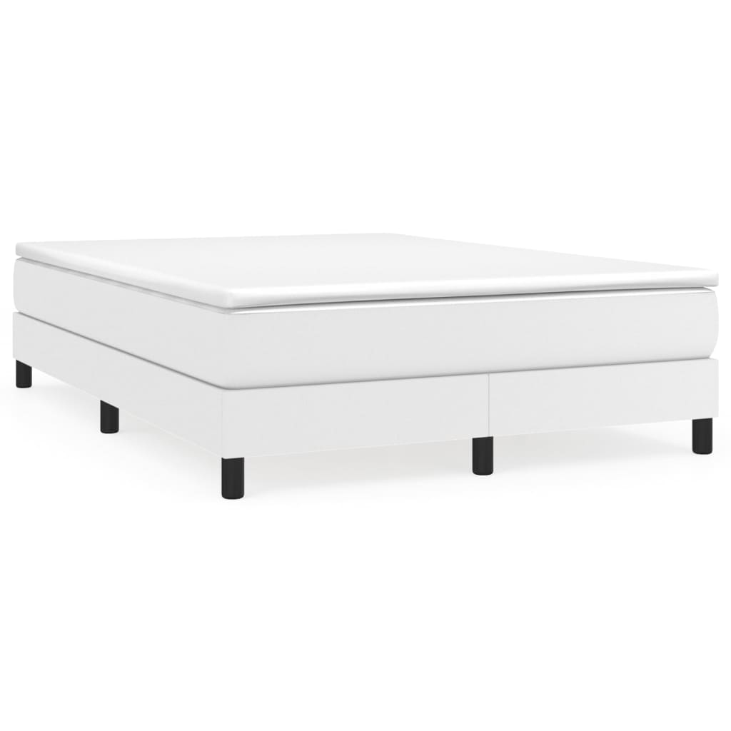 Sommier à lattes de lit avec matelas Blanc 140x190cm Similicuir