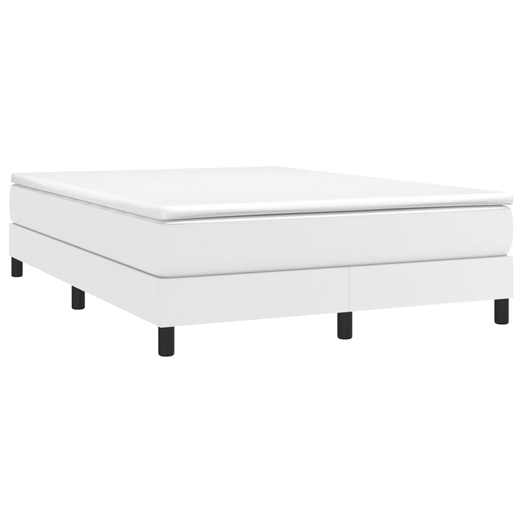 Sommier à lattes de lit avec matelas Blanc 140x190cm Similicuir