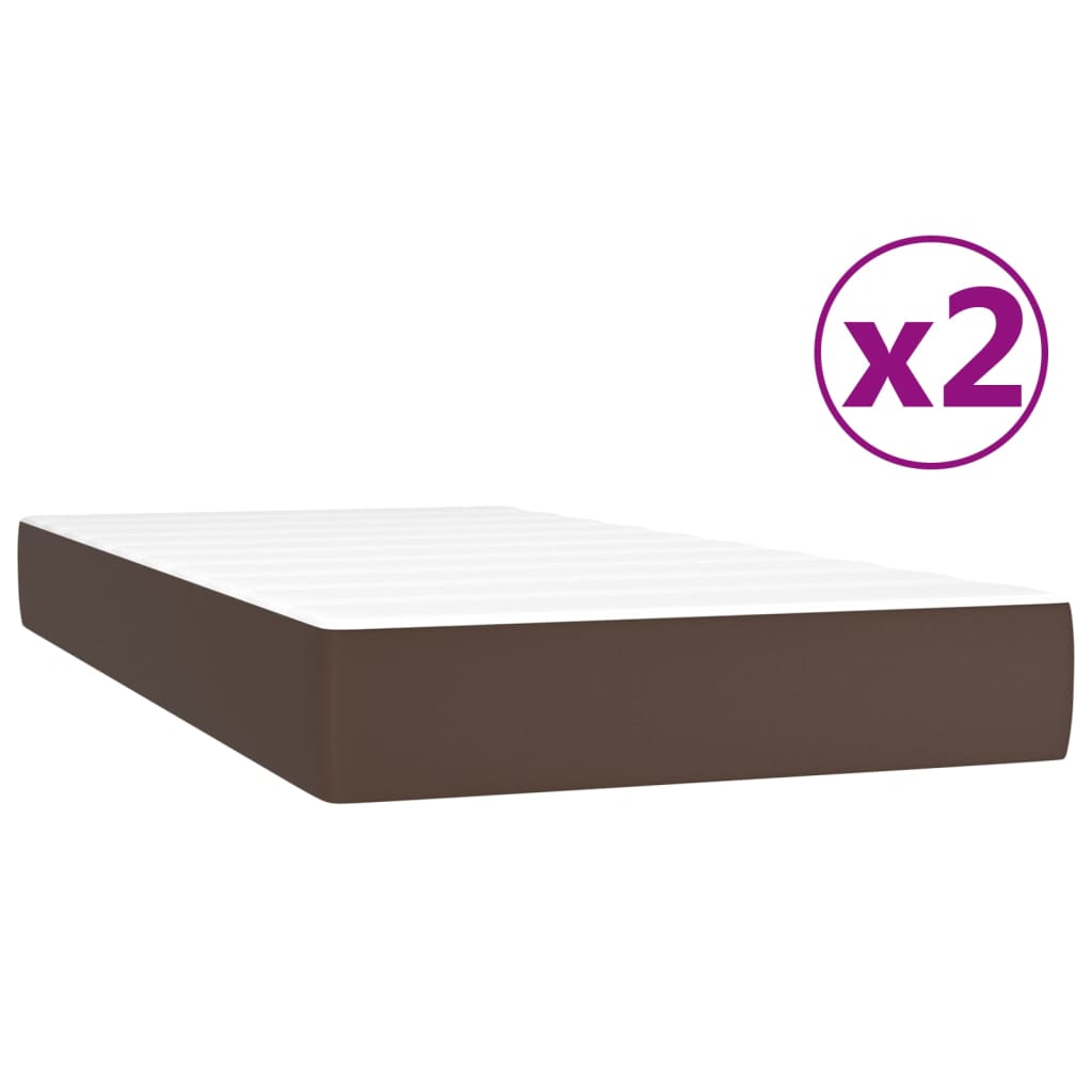 Slatted bed base with mattress Brown 200x200 cm