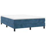 Dark Blue 140x190cm Velvet Bed Slatted Base and Mattress