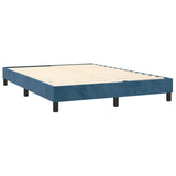 Dark Blue 140x190cm Velvet Bed Slatted Base and Mattress