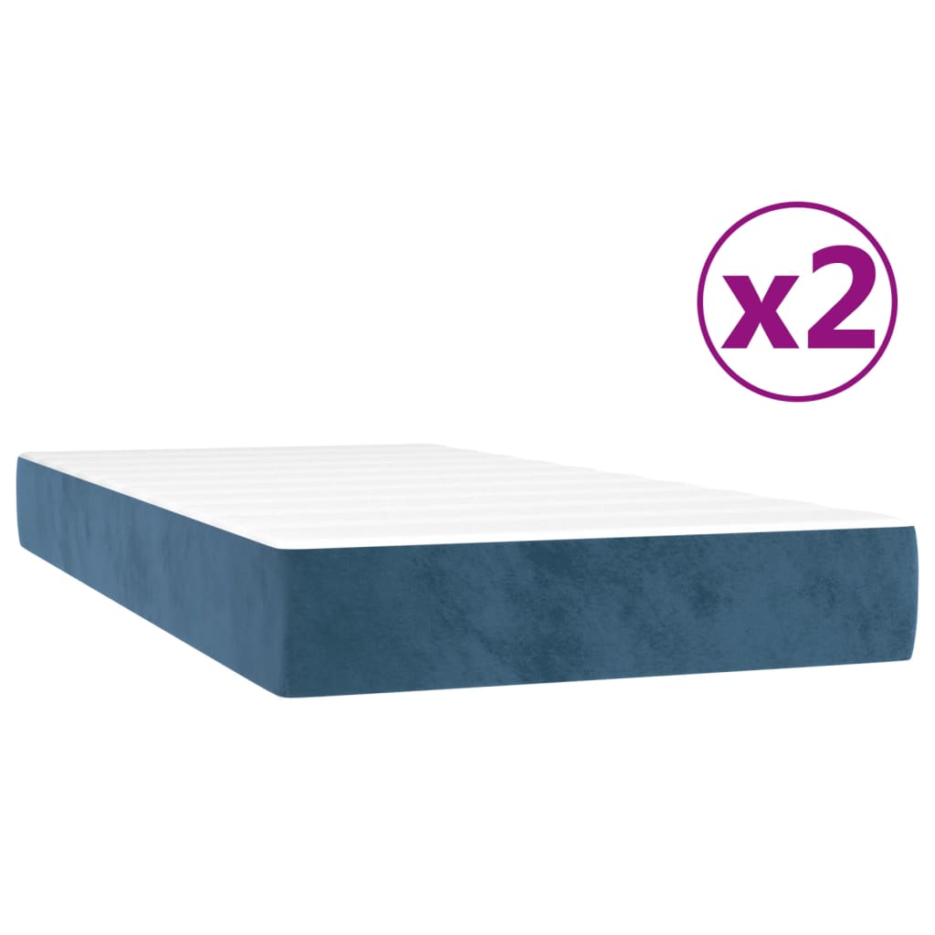 Dark Blue 200x200cm Velvet Bed Slatted Base and Mattress