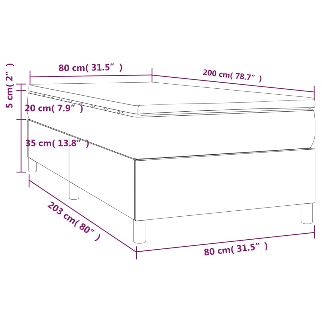 Bed slatted base with mattress Cream 80x200 cm Fabric