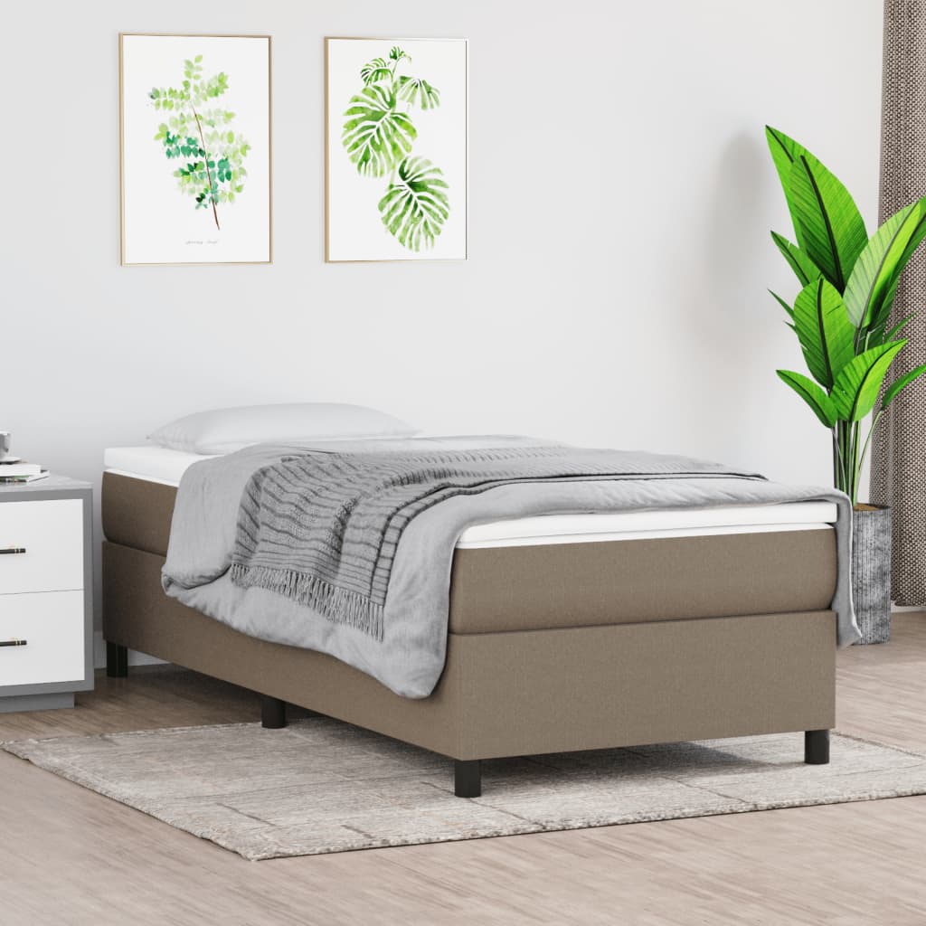 Slatted bed base with mattress Taupe 90x200 cm Fabric