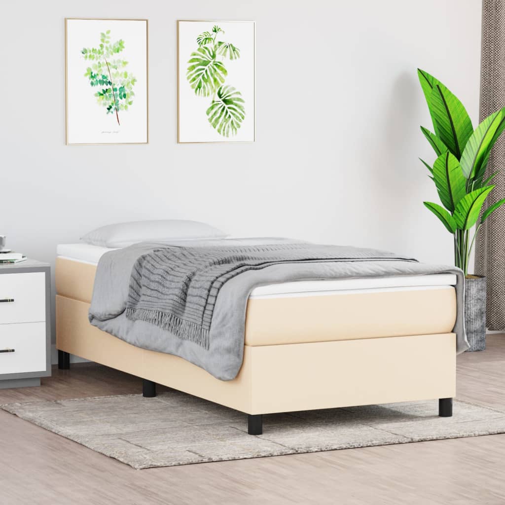 Sommier à lattes de lit avec matelas Crème 100x200 cm Tissu