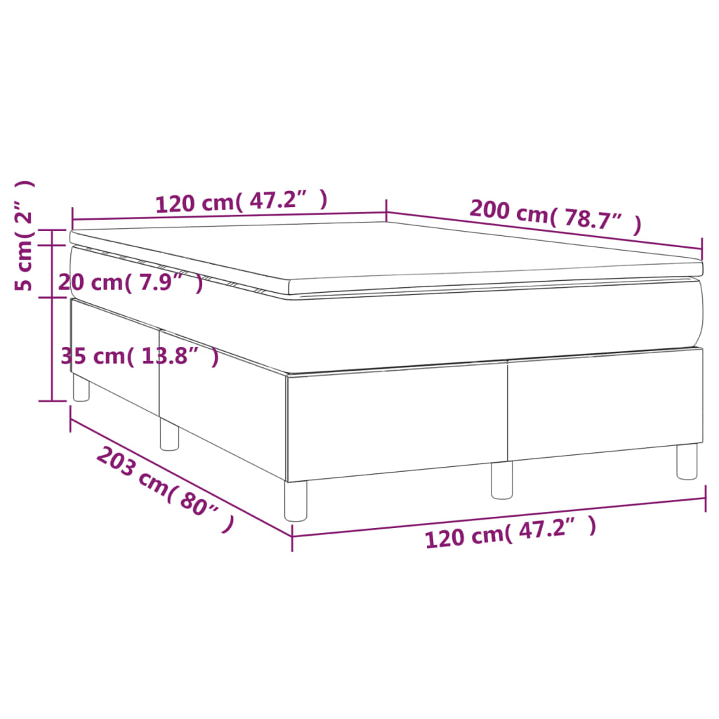 Slatted bed base with mattress Light grey 120x200cm Fabric