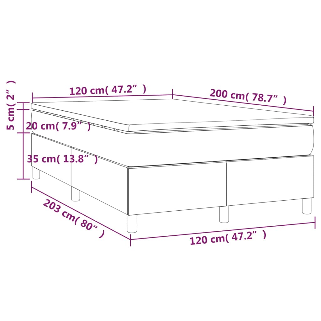 Sommier à lattes de lit avec matelas Crème 120x200 cm Tissu