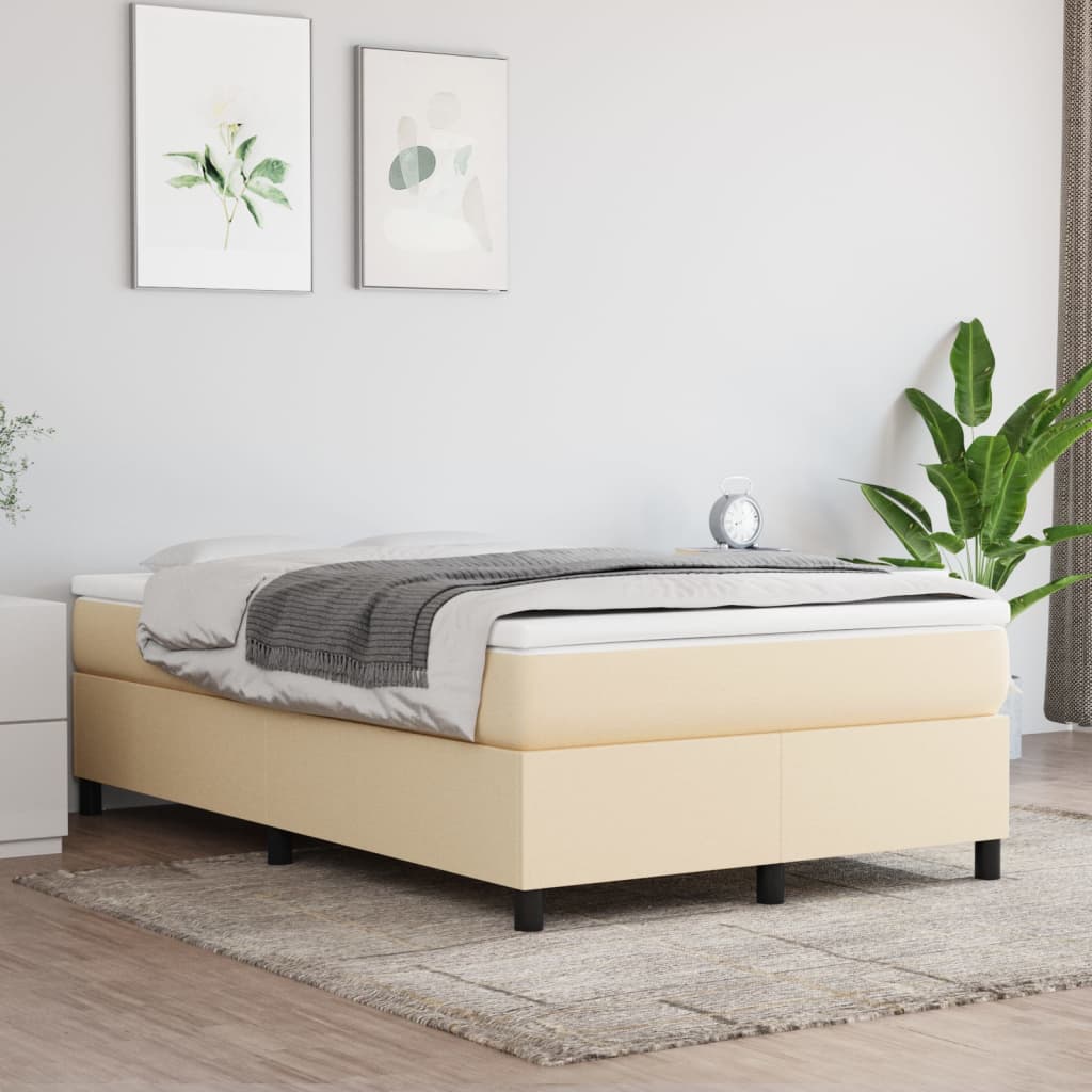 Sommier à lattes de lit avec matelas Crème 120x200 cm Tissu