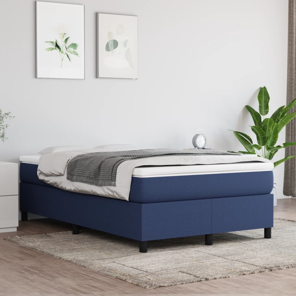 Slatted bed base with mattress Blue 120x200 cm Fabric