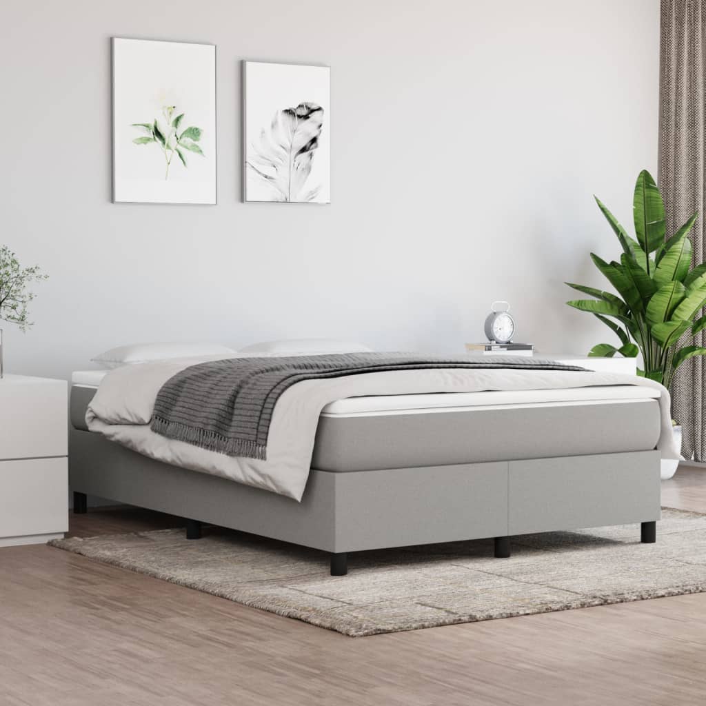 Sommier à lattes de lit avec matelas Gris clair 140x190cm Tissu