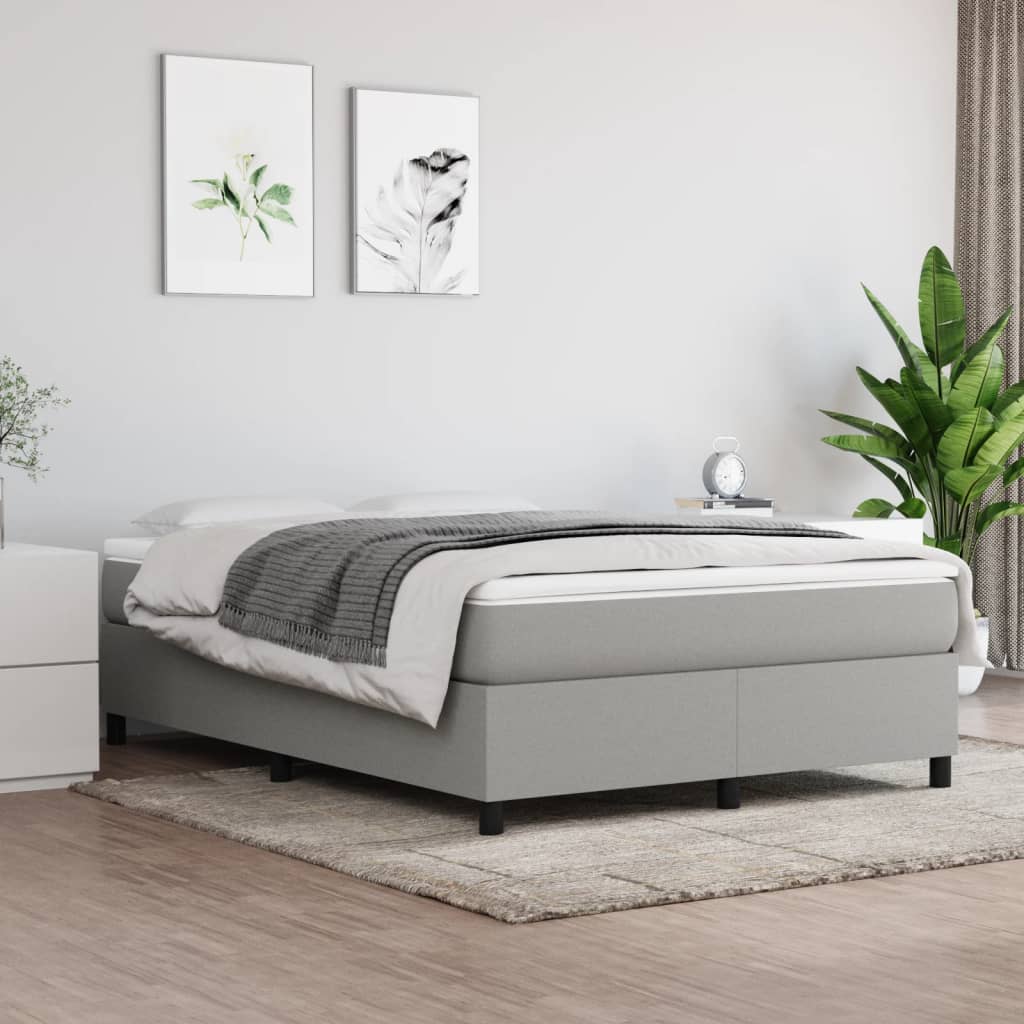 Sommier à lattes de lit avec matelas Gris clair 140x200cm Tissu