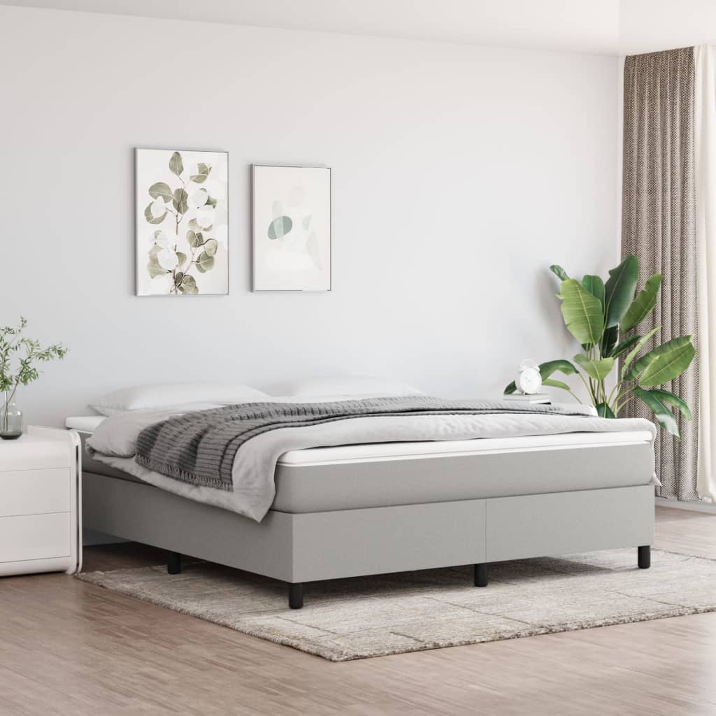 Sommier à lattes de lit avec matelas Gris clair 160x200cm Tissu