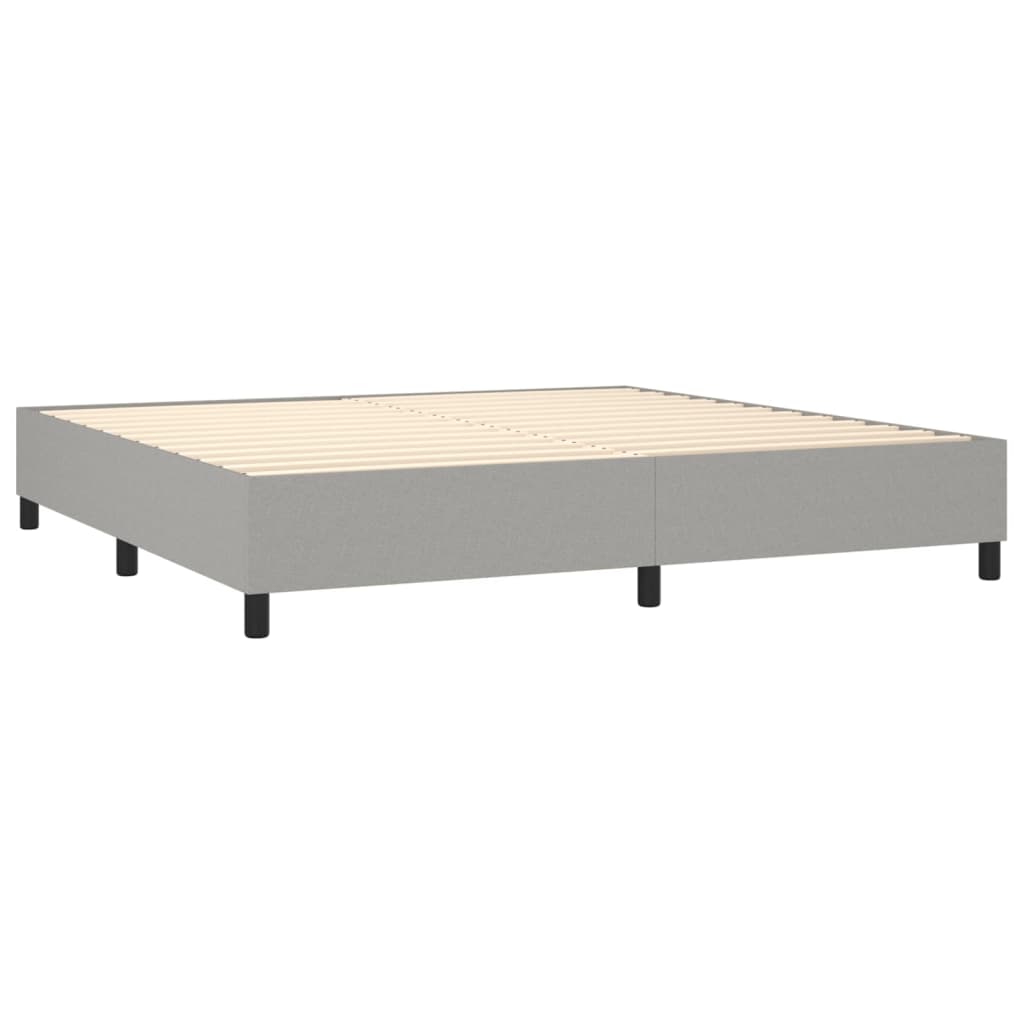 Sommier à lattes de lit avec matelas Gris clair 200x200cm Tissu