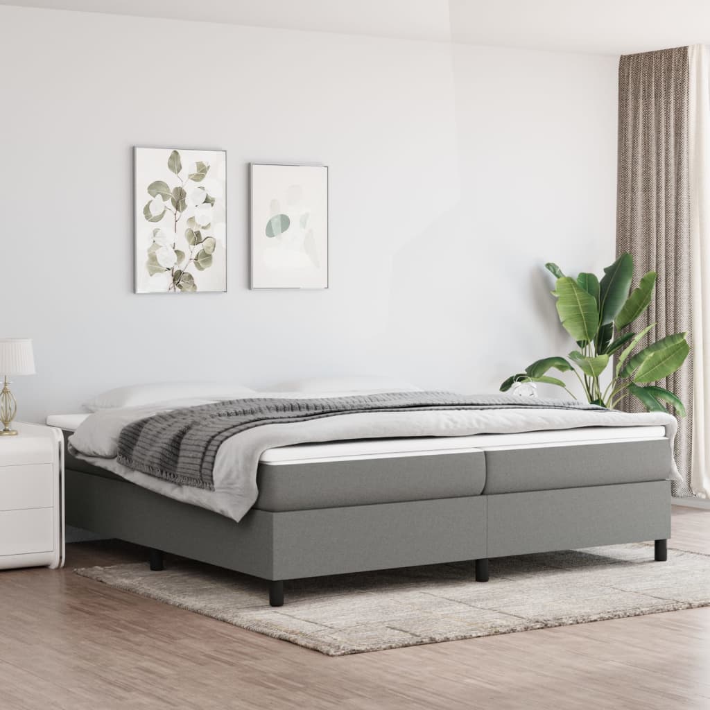 Sommier à lattes de lit avec matelas Gris foncé 200x200cm Tissu