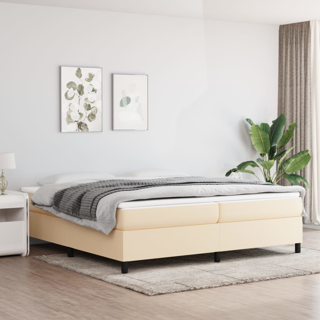 Sommier à lattes de lit avec matelas Crème 200x200 cm Tissu