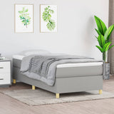 Slatted bed base with mattress Light grey 90x200 cm Fabric