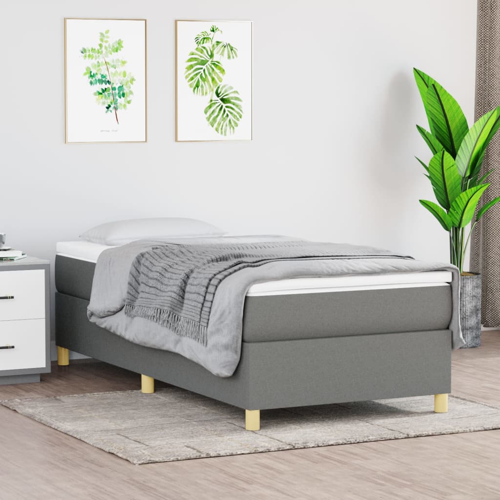 Sommier à lattes de lit avec matelas Gris foncé 100x200cm Tissu