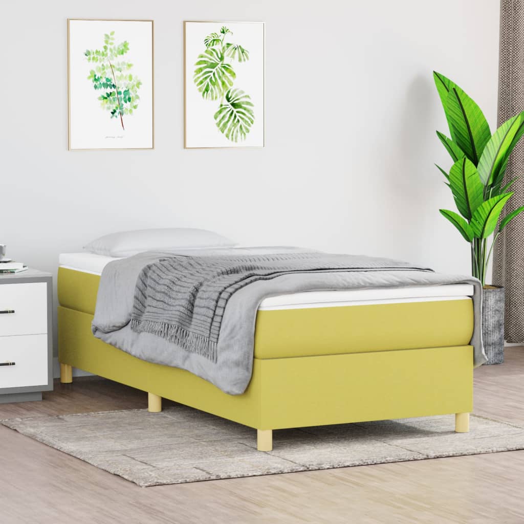 Slatted bed base with mattress Green 100x200 cm Fabric