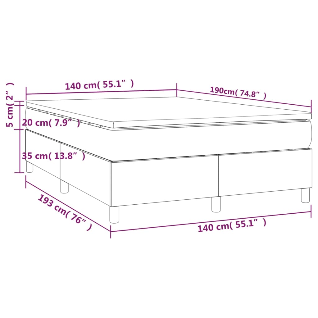 Sommier à lattes de lit avec matelas Gris clair 140x190cm Tissu