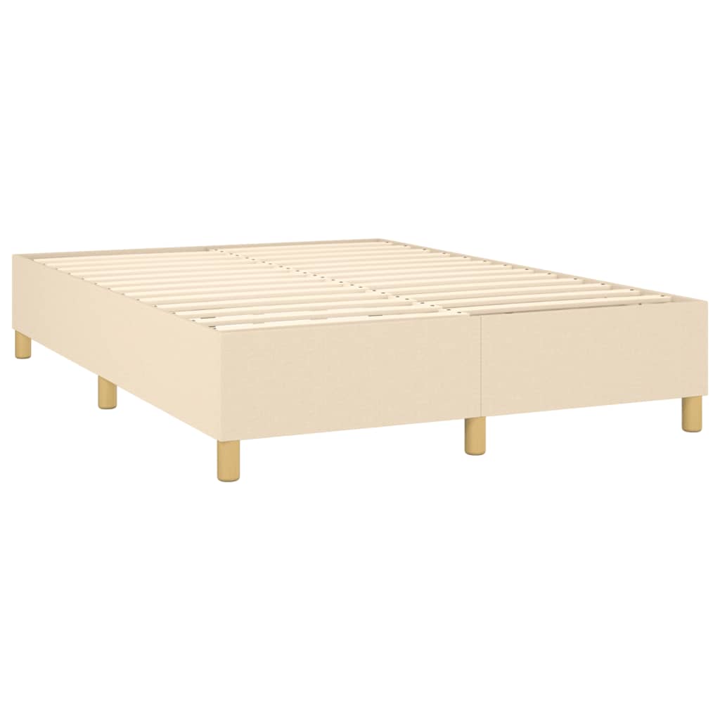 Bed slatted base with mattress Cream 140x190 cm Fabric