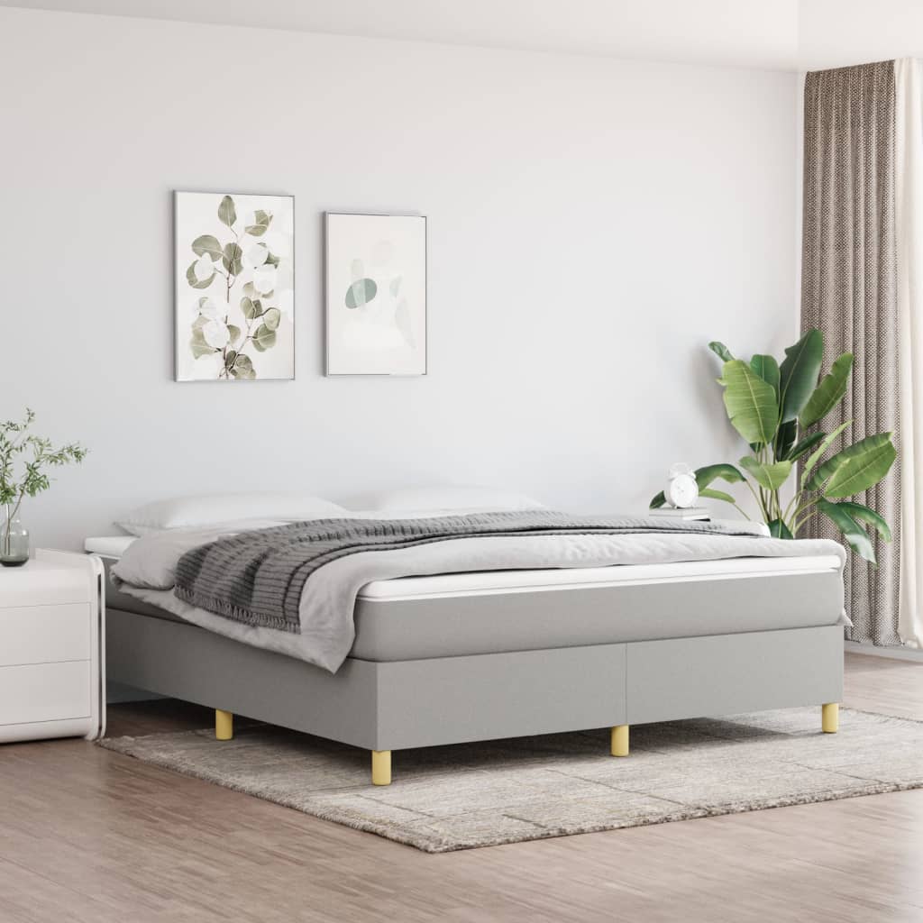 Sommier à lattes de lit avec matelas Gris clair 160x200cm Tissu