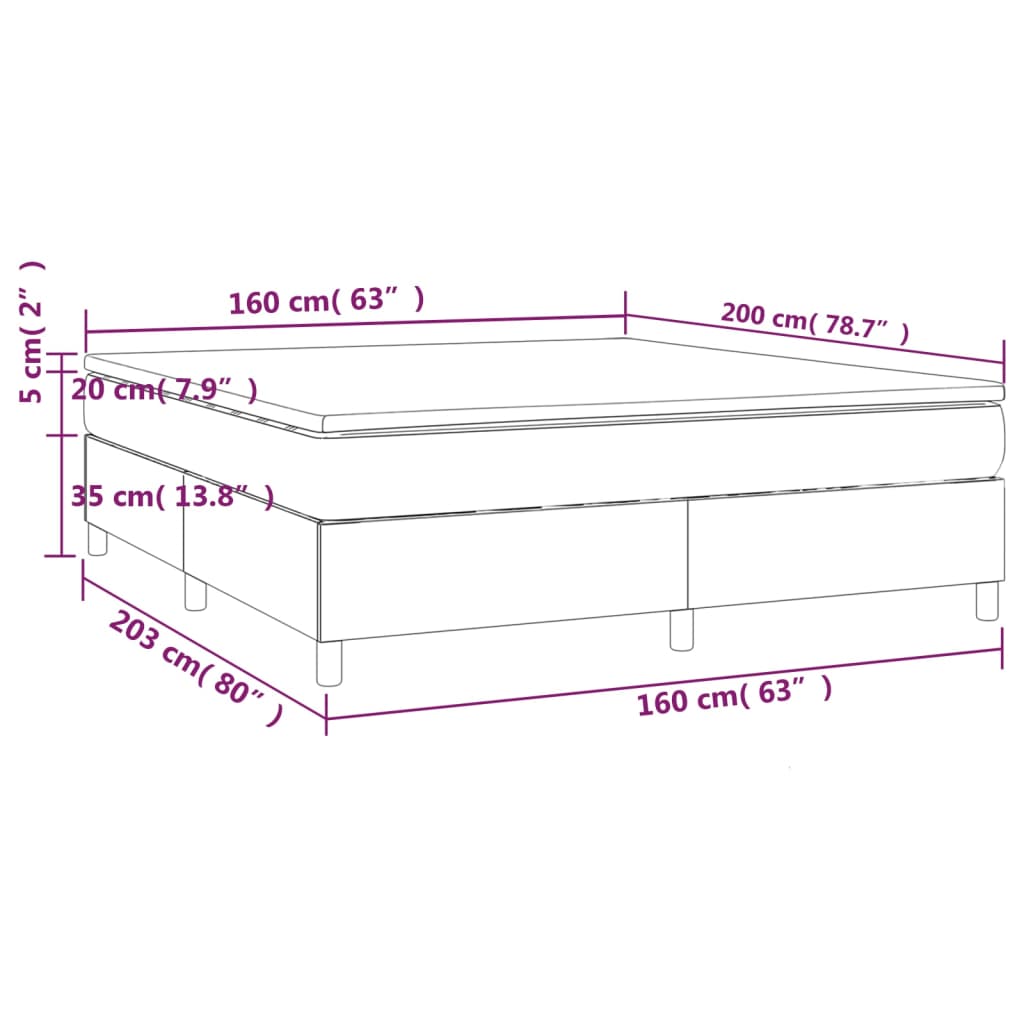 Sommier à lattes de lit avec matelas Crème 160x200 cm Tissu