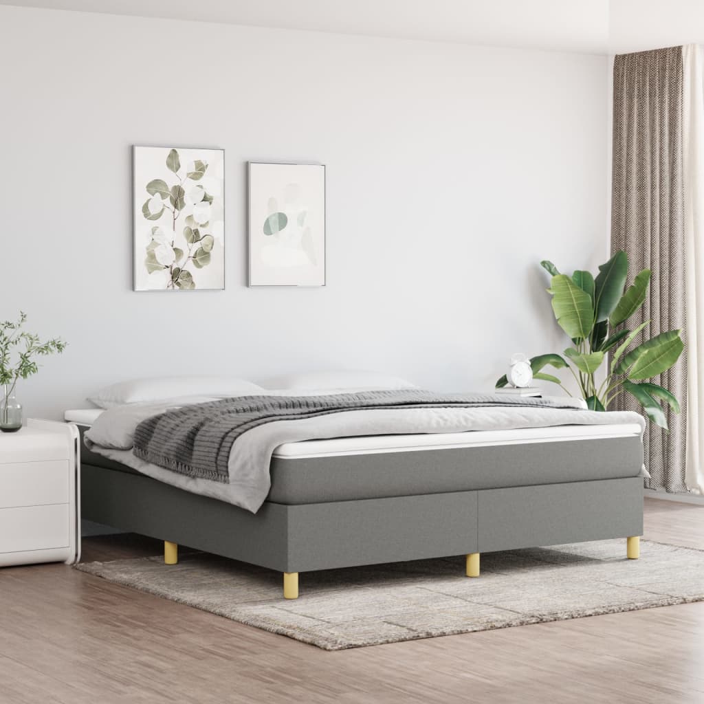 Sommier à lattes de lit avec matelas Gris foncé 180x200cm Tissu