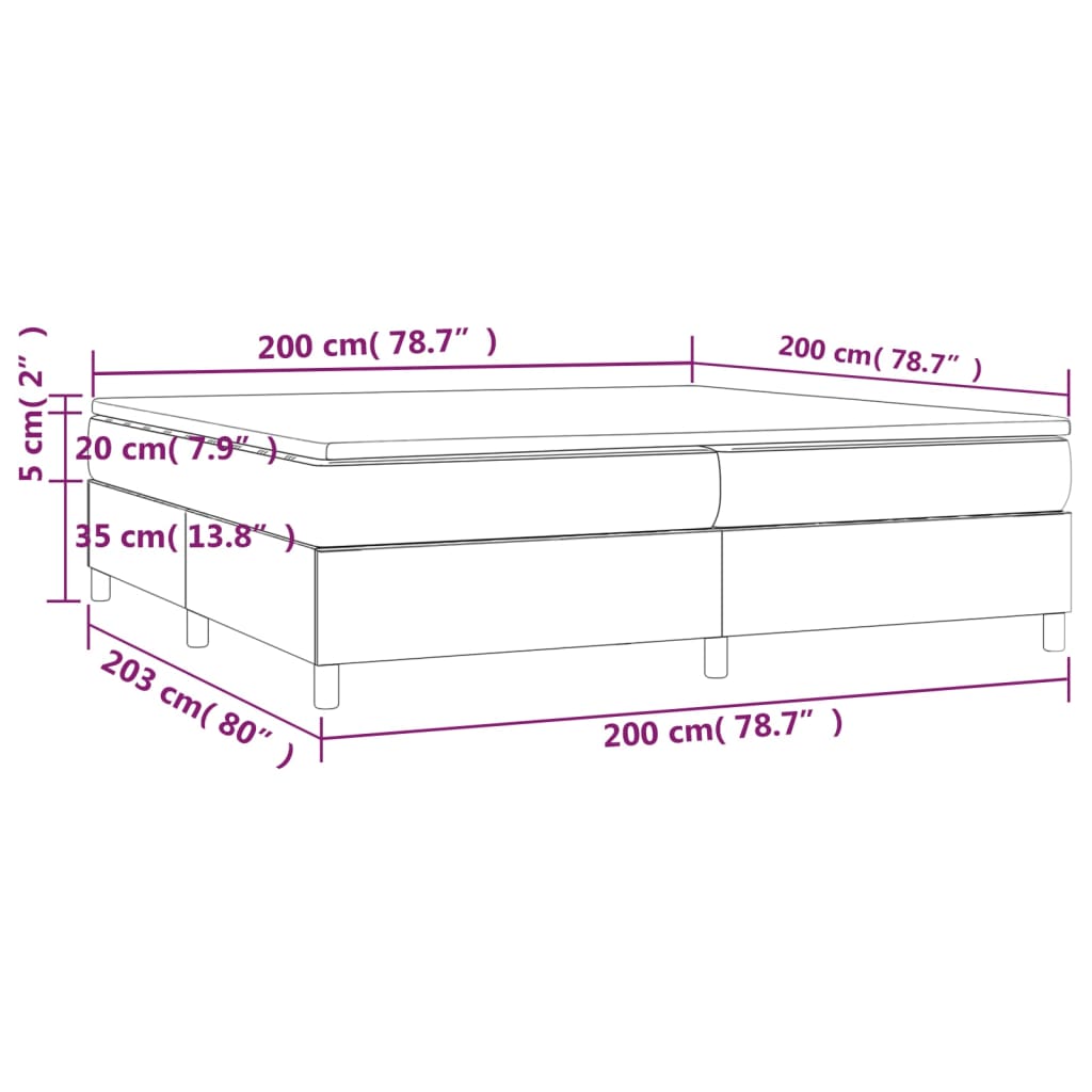 Sommier à lattes de lit avec matelas Gris clair 200x200cm Tissu