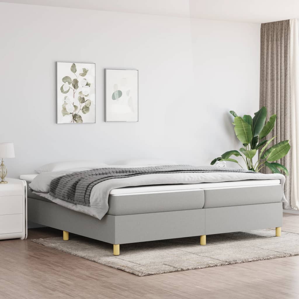 Sommier à lattes de lit avec matelas Gris clair 200x200cm Tissu